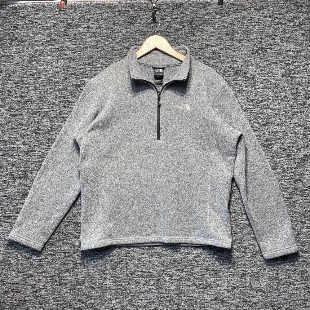 The North Face Gordon Lyons 1/4 Zip Fleece Pullover Mens Large Gray Sweater Knit